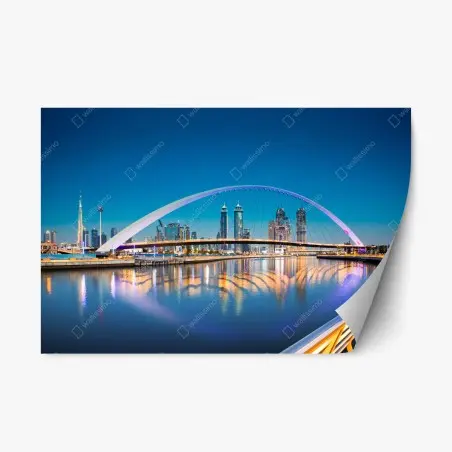 Sticker repositionnable crépuscule sur le pont de tolérance à Dubaï – Wallnifity®