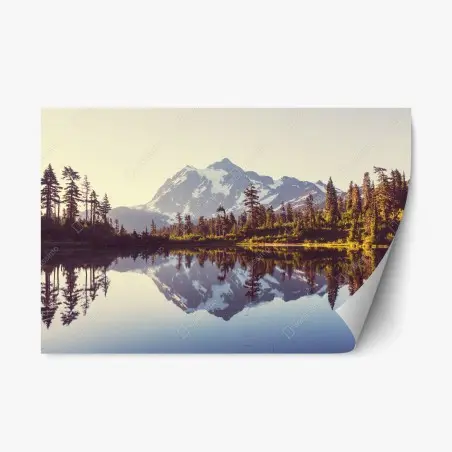 Sticker repositionnable reflet serein du Mont Shuksan – Wallnifity®