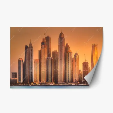Sticker repositionnable horizon doré de Dubaï – Wallnifity®