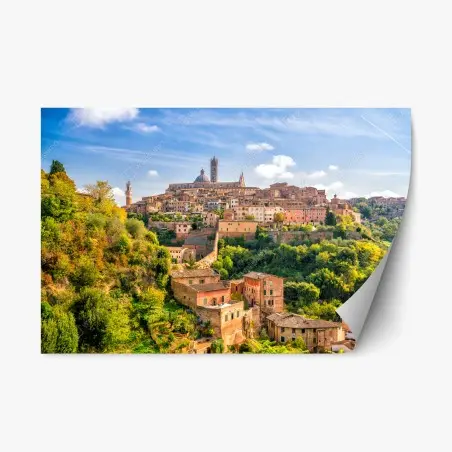 Sticker repositionnable vue panoramique de Sienne et ses collines – Wallnifity®