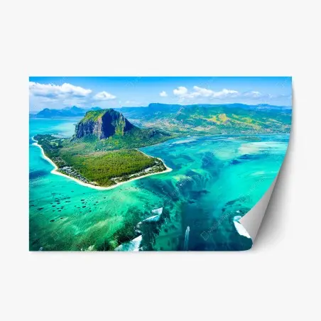 Sticker repositionnable paysage côtier d'Île Maurice – Wallnifity®