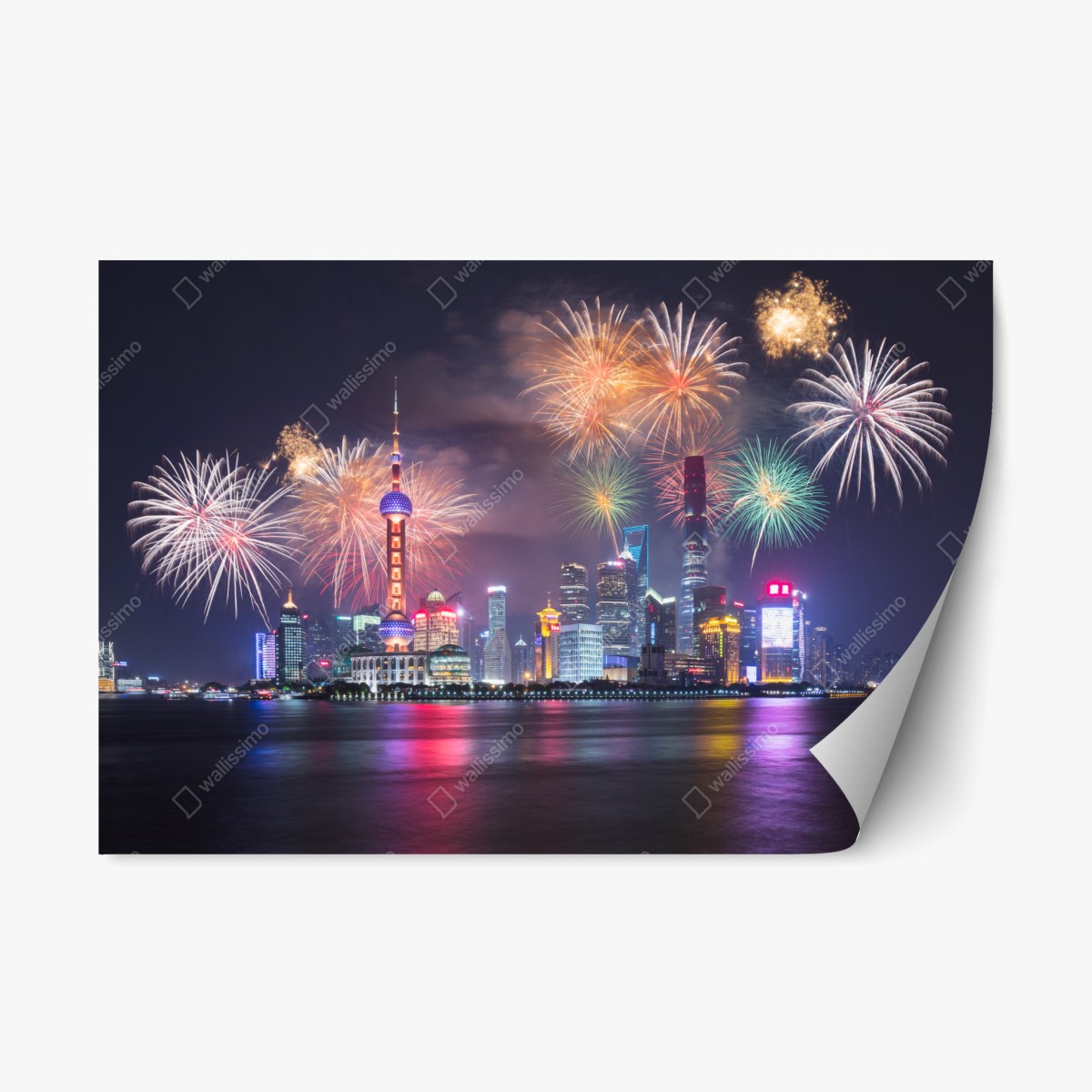 Sticker repositionnable nuit festive à Shanghai – Wallnifity®