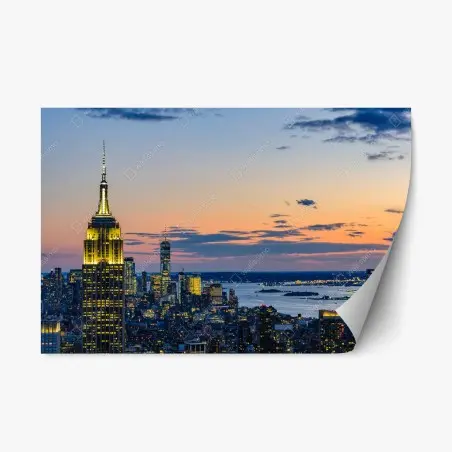 Sticker repositionnable coucher de soleil sur New York et l'Empire State Building – Wallnifity®