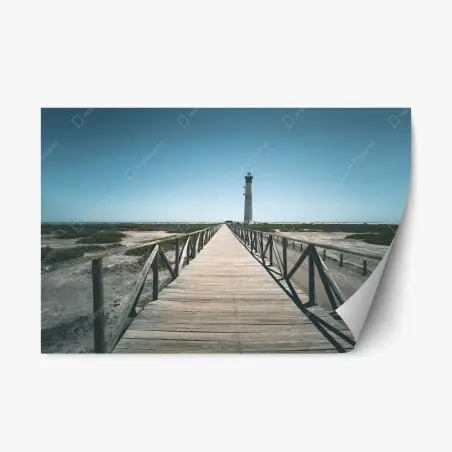 Sticker repositionnable chemin de planches menant au phare côtier – Wallnifity®