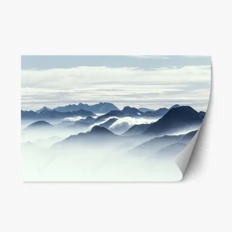 Sticker repositionnable silhouettes de montagnes dans la brume – Wallnifity®