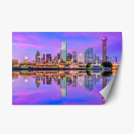 Sticker repositionnable reflets magiques de Dallas au crépuscule – Wallnifity®