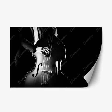 Sticker repositionnable silhouette de contrebasse en clair-obscur – Wallnifity®