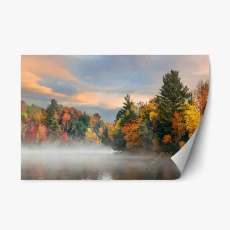 Sticker repositionnable brume d'automne au bord du lac de Stowe, New England – Wallnifity®