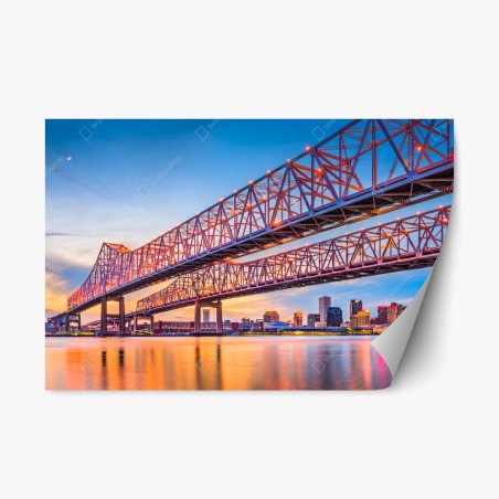 Sticker repositionnable pont emblématique de la Nouvelle-Orléans au coucher de soleil – Wallnifity®