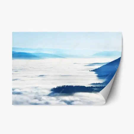 Sticker repositionnable paysage brumeux au coucher de soleil dans les Vosges – Wallnifity®