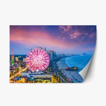 Sticker repositionnable coucher de soleil sur la grande roue de Myrtle Beach – Wallnifity®