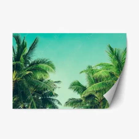 Sticker repositionnable palmiers tropicaux sous ciel turquoise – Wallnifity®