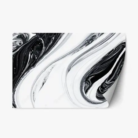 Sticker repositionnable marbrure abstraite en noir et blanc – Wallnifity®