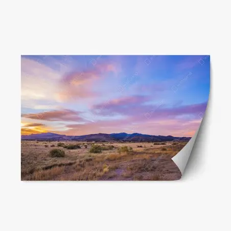 Sticker repositionnable coucher de soleil sur la plaine sauvage – Wallnifity®