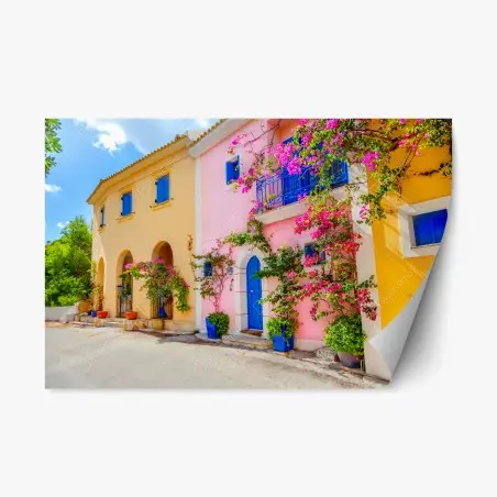 Sticker repositionnable façades colorées de Kefalonia – Wallnifity®
