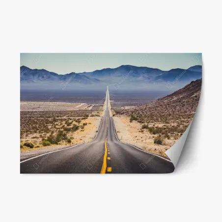 Sticker repositionnable route infinie vers l'horizon désertique – Wallnifity®