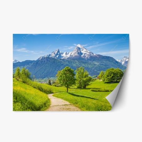 Sticker repositionnable sentier alpin au printemps – Wallnifity®