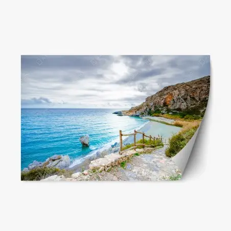 Sticker repositionnable crique sauvage et mer turquoise – Wallnifity®