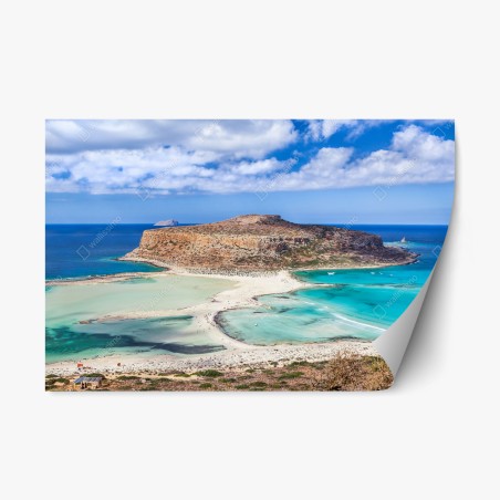 Sticker repositionnable paysage de lagon turquoise et plage isolée – Wallnifity®