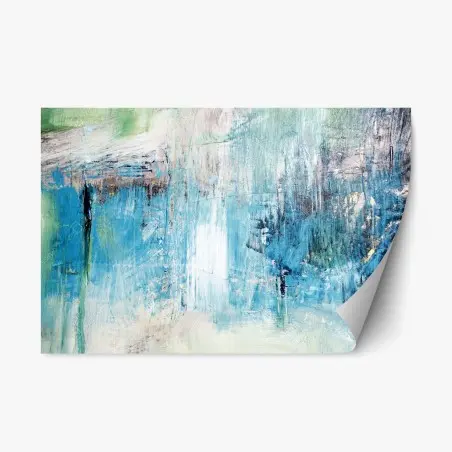 Sticker repositionnable paysage abstrait d'eaux bleues – Wallnifity®