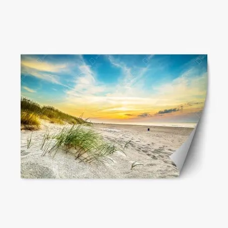 Sticker repositionnable coucher de soleil sur la plage et dunes – Wallnifity®