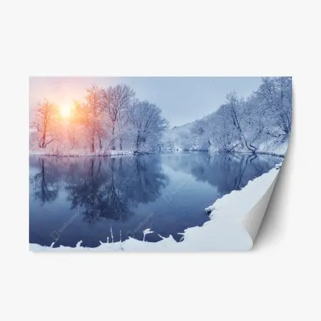 Sticker repositionnable reflets d'hiver au coucher du soleil – Wallnifity®