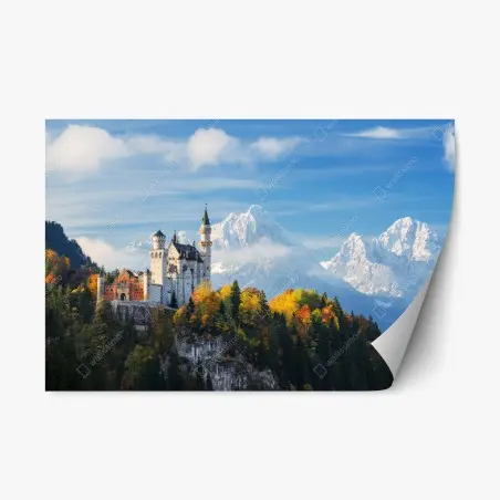 Sticker repositionnable château féerique sur les hauteurs des Alpes – Wallnifity®