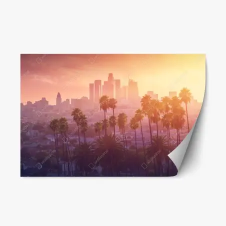 Sticker repositionnable crépuscule doré sur Los Angeles – Wallnifity®