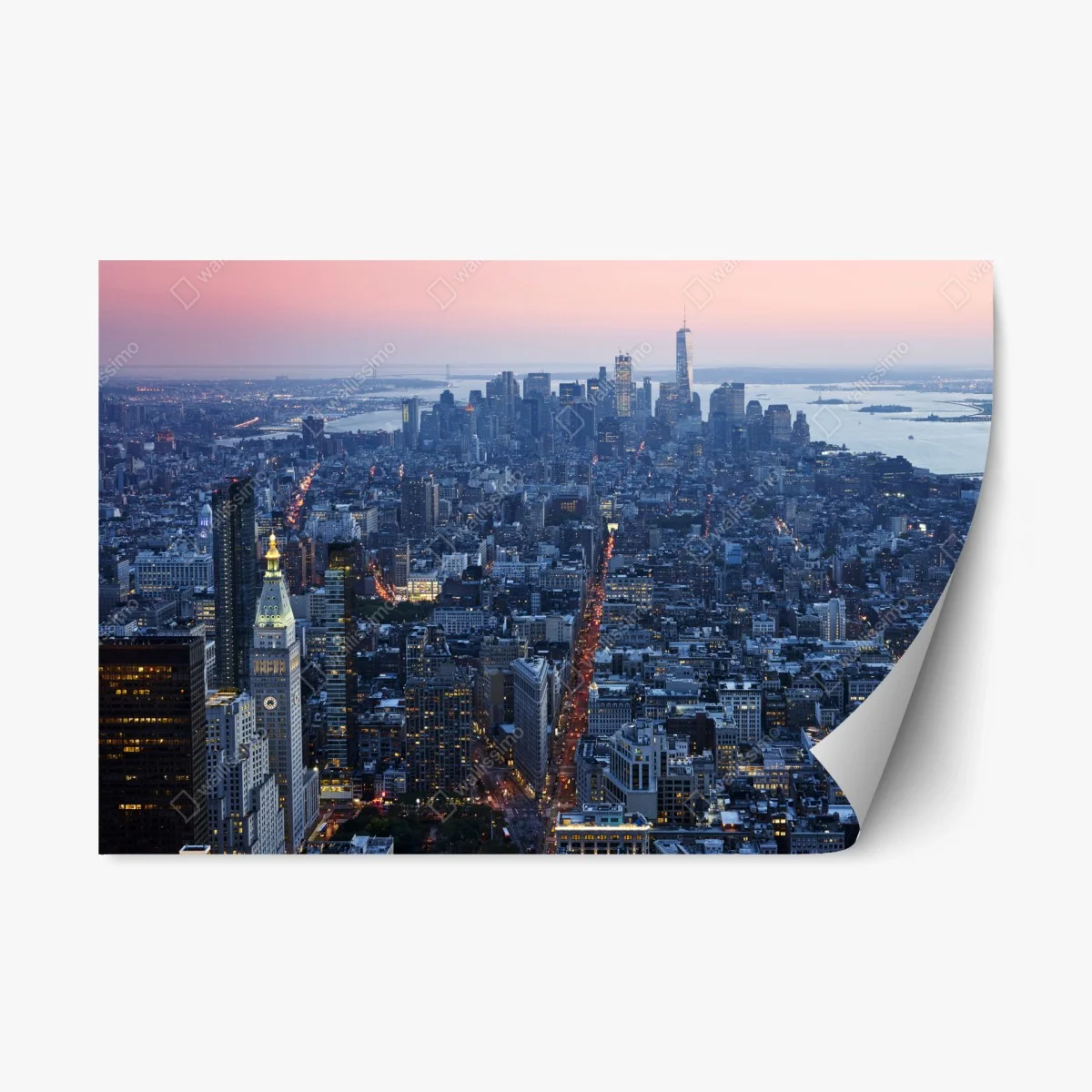 Sticker repositionnable panorama crépusculaire de Manhattan – Wallnifity® Sticker repositionnable panorama crépusculaire de Manhattan – Wallnifity®