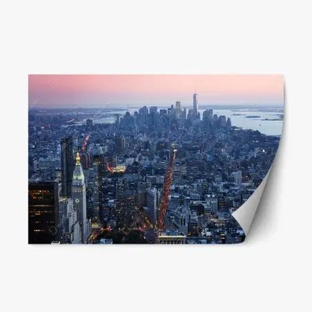 Sticker repositionnable panorama crépusculaire de Manhattan – Wallnifity®