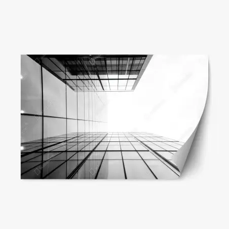 Sticker repositionnable perspective urbaine de façades en verre et lignes géométriques – Wallnifity®