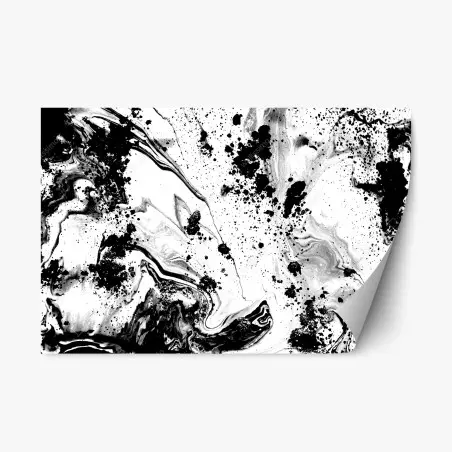 Sticker repositionnable marbrure d'encre noir et blanc – Wallnifity®