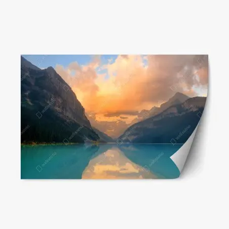 Sticker repositionnable lever de soleil sur Lake Louise, parc national de Banff – Wallnifity®