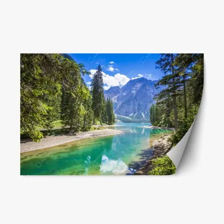 Sticker repositionnable reflet alpin au Lac de Braies – Wallnifity®