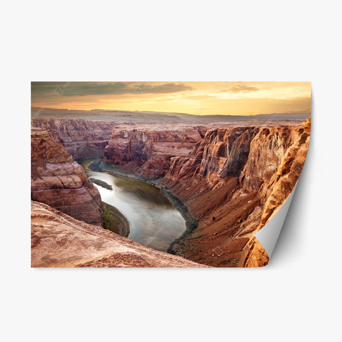 Sticker repositionnable grand panorama du Horseshoe Bend au coucher de soleil – Wallnifity®