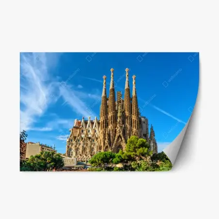 Sticker repositionnable vue iconique de la Sagrada Família – Wallnifity®