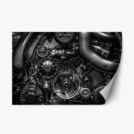 Sticker repositionnable détails mécaniques en noir et blanc – Wallnifity®