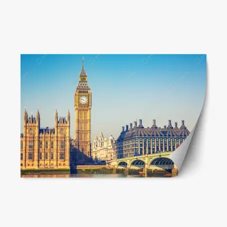 Sticker repositionnable vue iconique de Big Ben et du pont de Westminster – Wallnifity®