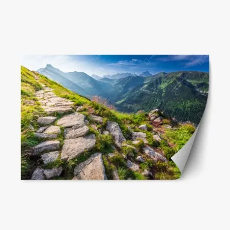 Sticker repositionnable sentier au lever du soleil dans les Tatras – Wallnifity®