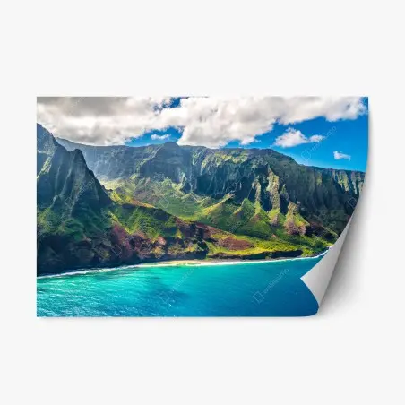 Sticker repositionnable panorama côtier de Na Pali, Kauai – Wallnifity®