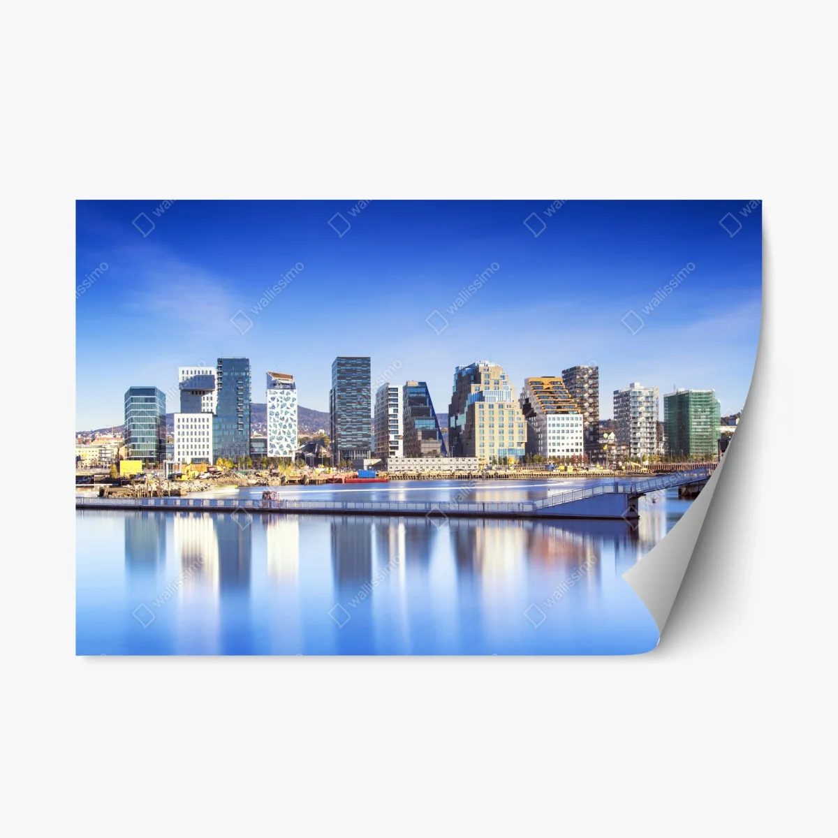 Sticker repositionnable horizon urbain moderne au bord de l'eau – Wallnifity® Sticker repositionnable horizon urbain moderne au bord de l'eau – Wallnifity®