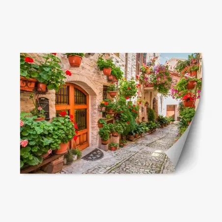 Sticker repositionnable ruelle fleurie de Toscane – Wallnifity®