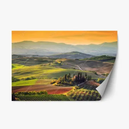 Sticker repositionnable collines ondulantes au coucher de soleil – Wallnifity®
