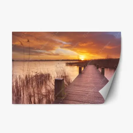 Sticker repositionnable aube dorée sur un lac près d'Amsterdam – Wallnifity®