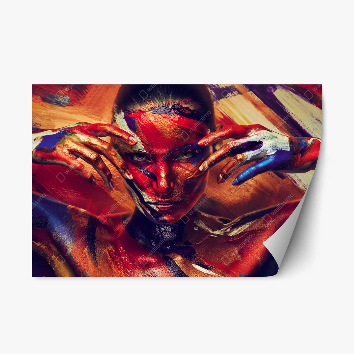 Sticker repositionnable visage peint en explosion de couleurs – Wallnifity® Sticker repositionnable visage peint en explosion de couleurs – Wallnifity®