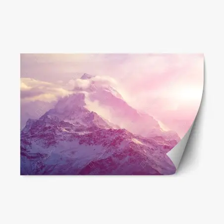 Sticker repositionnable lueur rose sur sommet enneigé – Wallnifity®