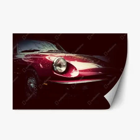 Sticker repositionnable détail élégant d'une voiture classique rouge – Wallnifity®