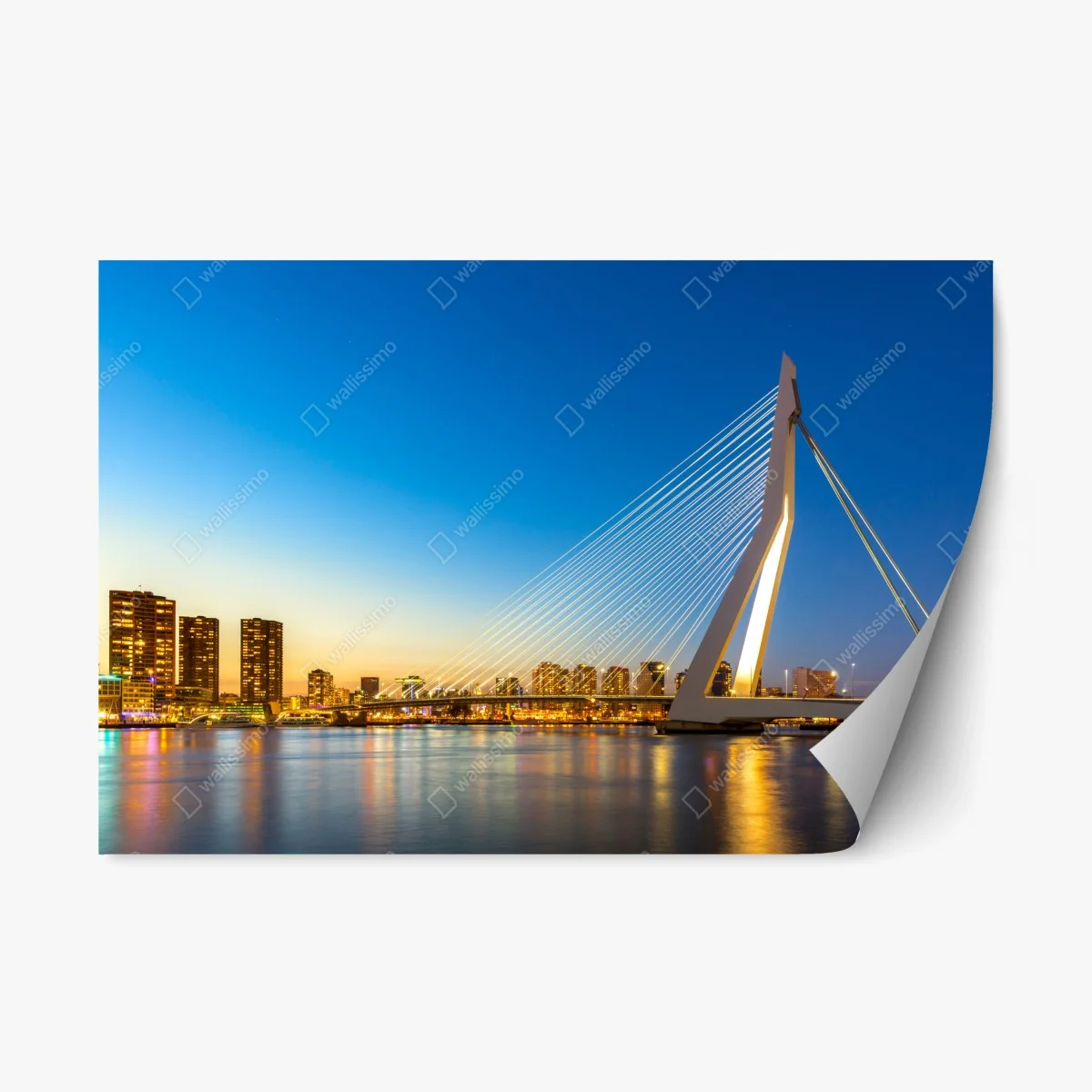 Sticker repositionnable coucher de soleil sur l'Erasmusbrug à Rotterdam – Wallnifity® Sticker repositionnable coucher de soleil sur l'Erasmusbrug à Rotterdam – Wallnifity®