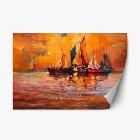 Sticker repositionnable voiles au crépuscule doré – Wallnifity®