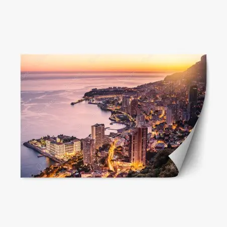 Sticker repositionnable vue panoramique de Monaco au crépuscule – Wallnifity®
